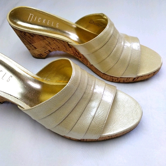 Nickels 'Mars Cream' WEDGE SLIDE Sandals 8.5 - Picture 2 of 13